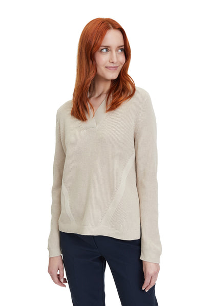 Beige Ribbed Short Pullover_5999-2229_9106_03