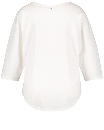 White T-Shirt 3/4-Sleeve Roundneck Samoon