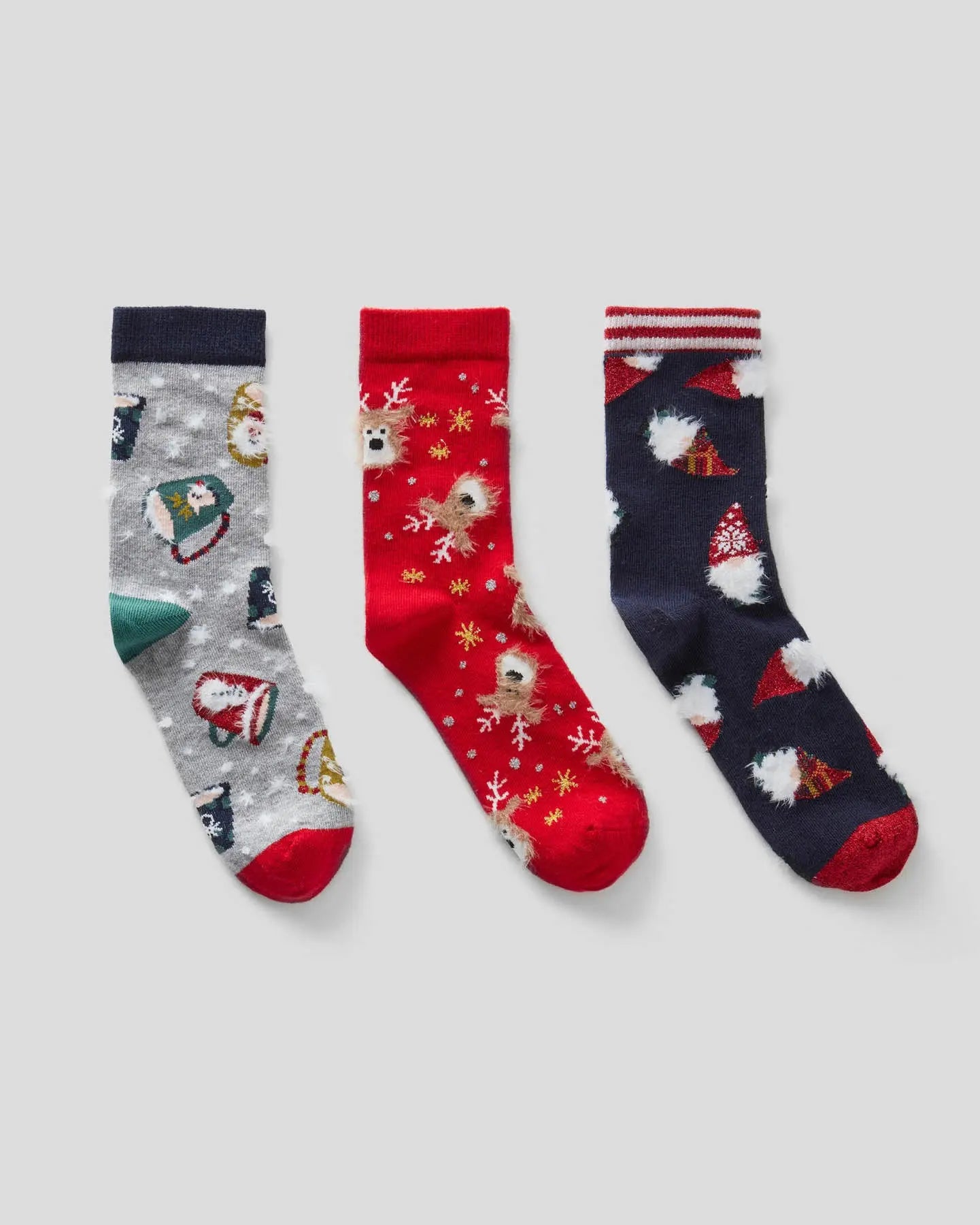 Multi-Color Knitted Socks 3 Pair - BEVAVA