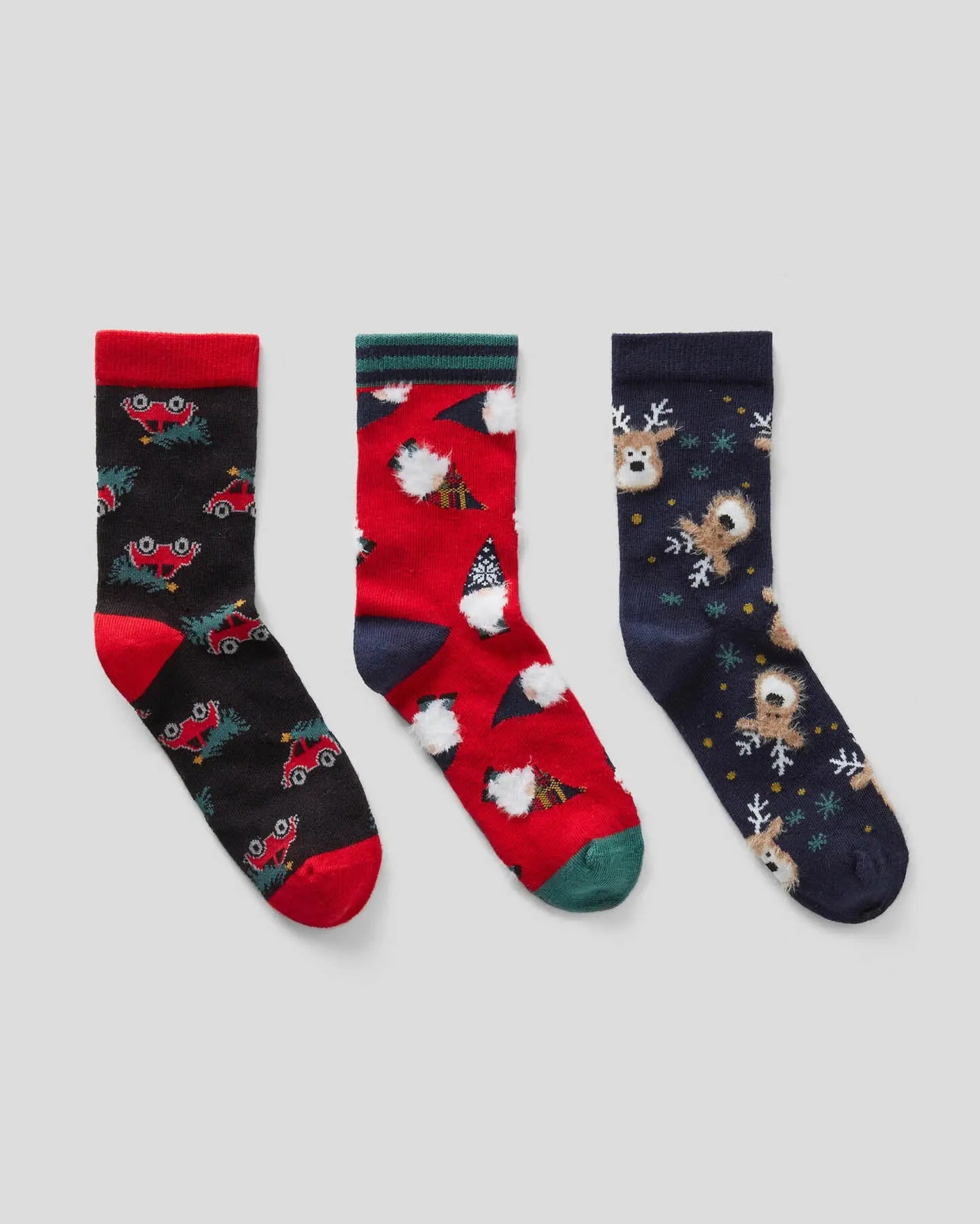 Multi-Color Knitted Socks 3 Pair - BEVAVA