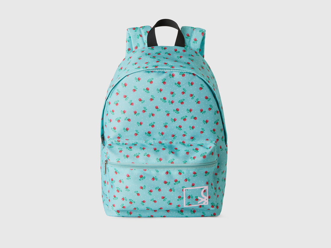 Nylon Backpack With Dots And Flowers