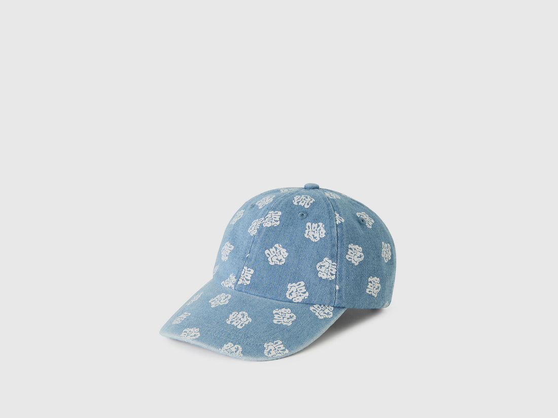 Patterned Cap With Denim Effect