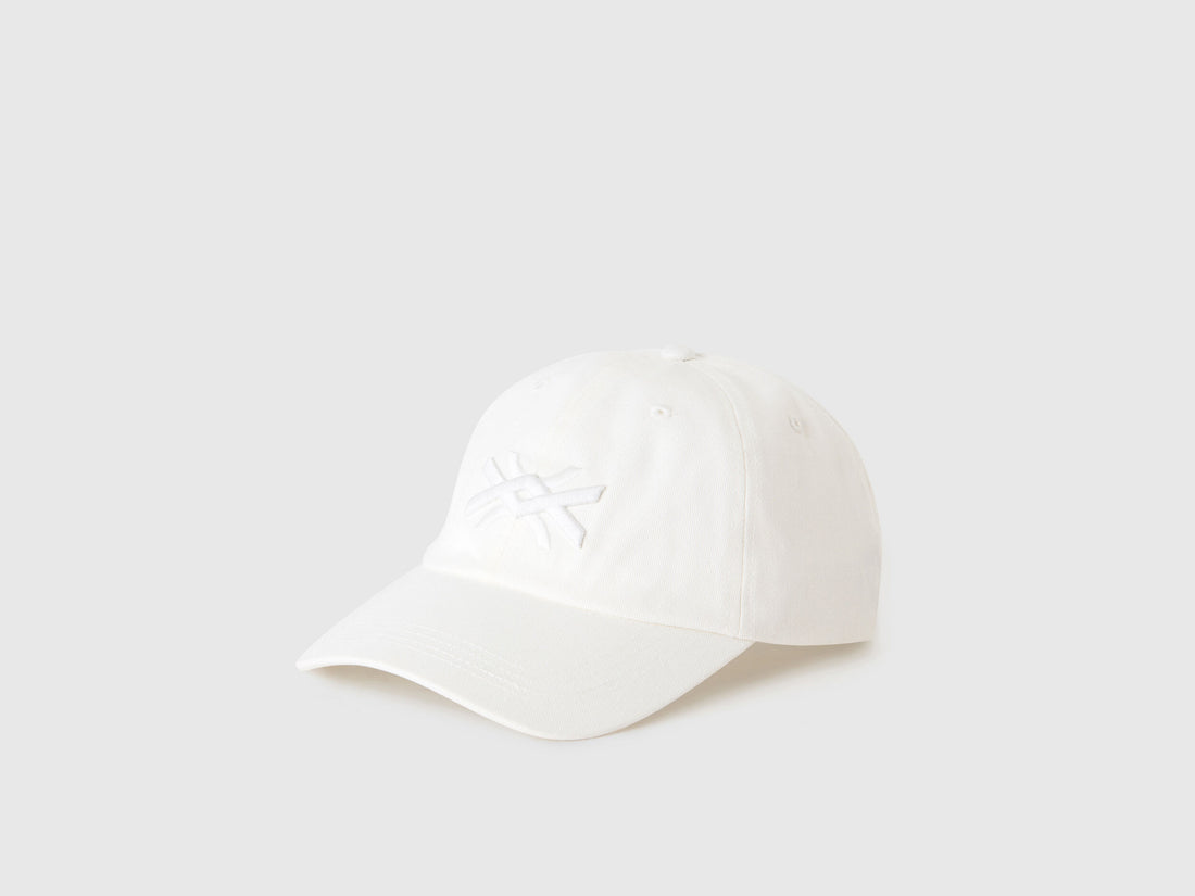 White Cap With Embroidered Logo