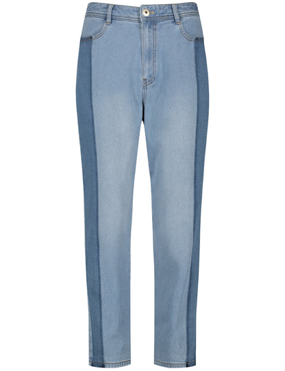 7/8-Length Jeans With Contrasting Details, Mom Fit
