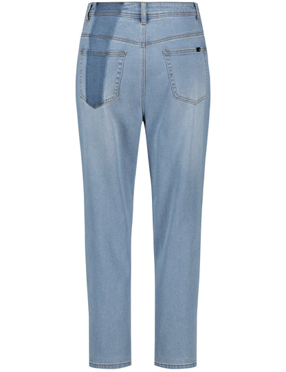 7/8-Length Jeans With Contrasting Details, Mom Fit