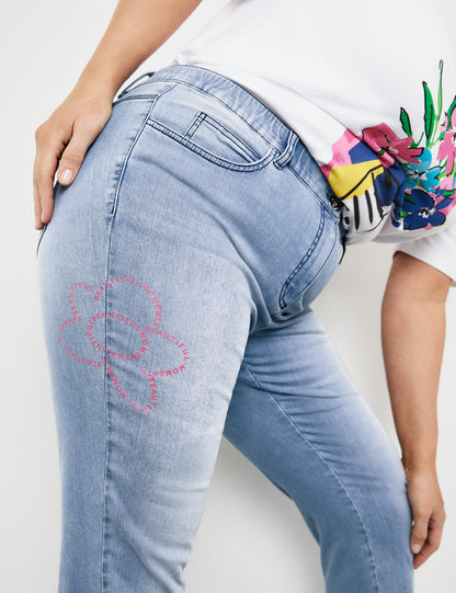 7/8-Length Jeans With Placement Floral Prints, Betty