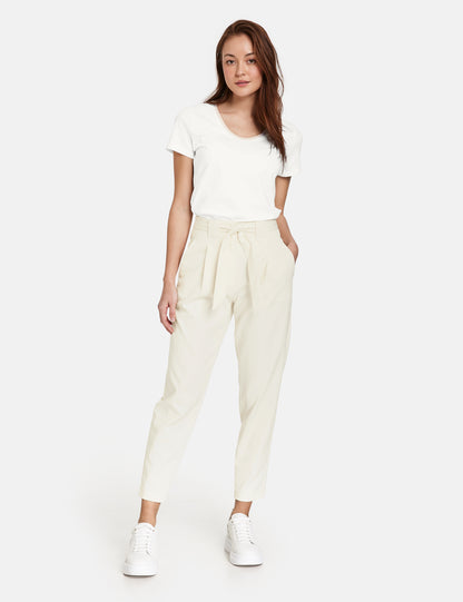 7/8-Length Trousers With A Tie-Around Belt, Slim Fit
