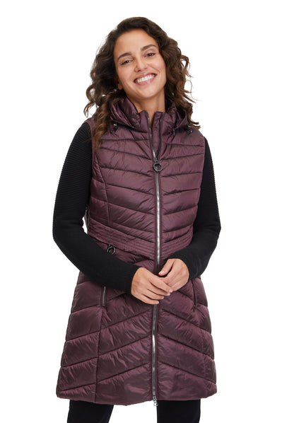 Brown Quilted Puffer Vest With Hood_7542-1537_4634_03