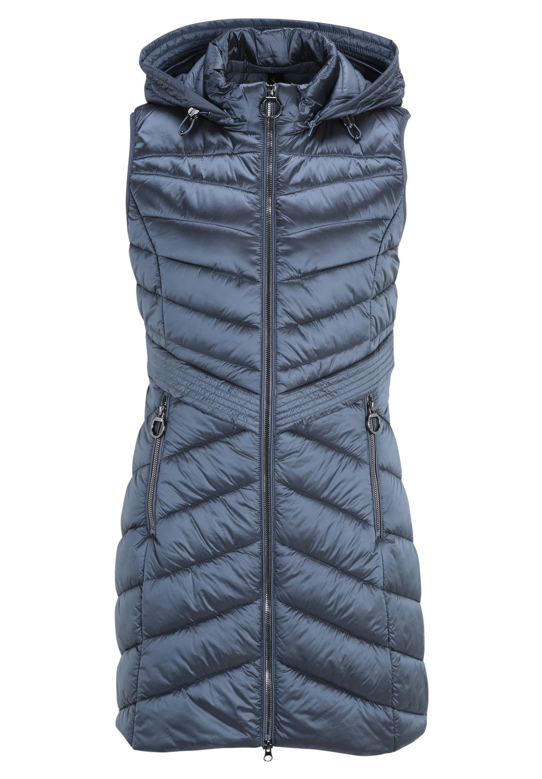 Blue Quilted Puffer Vest With Hood_7542-1537_8398_01