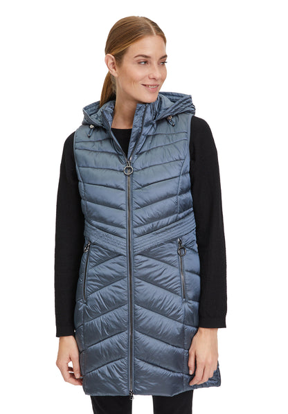 Blue Quilted Puffer Vest With Hood_7542-1537_8398_03