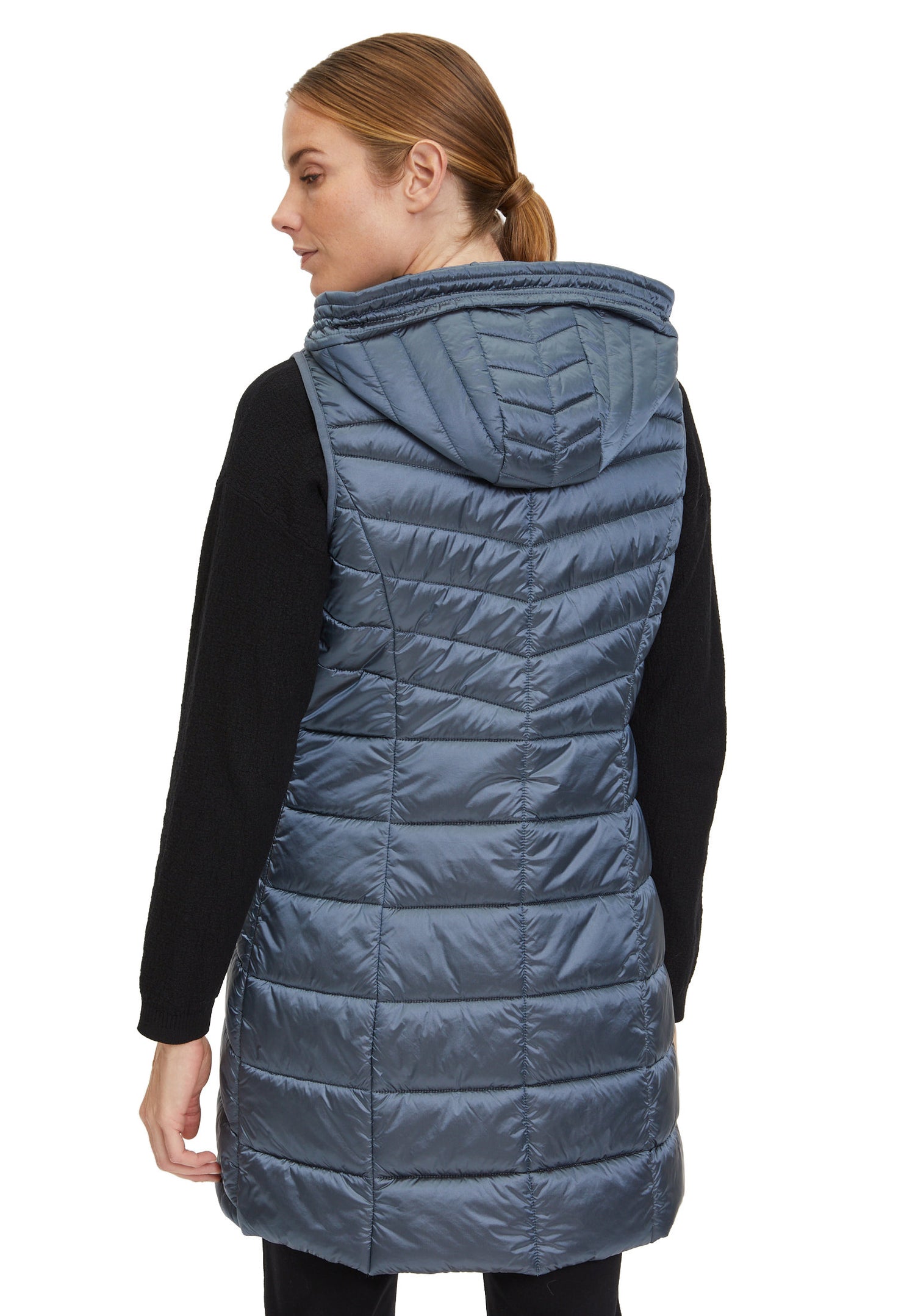 Blue Quilted Puffer Vest With Hood_7542-1537_8398_04