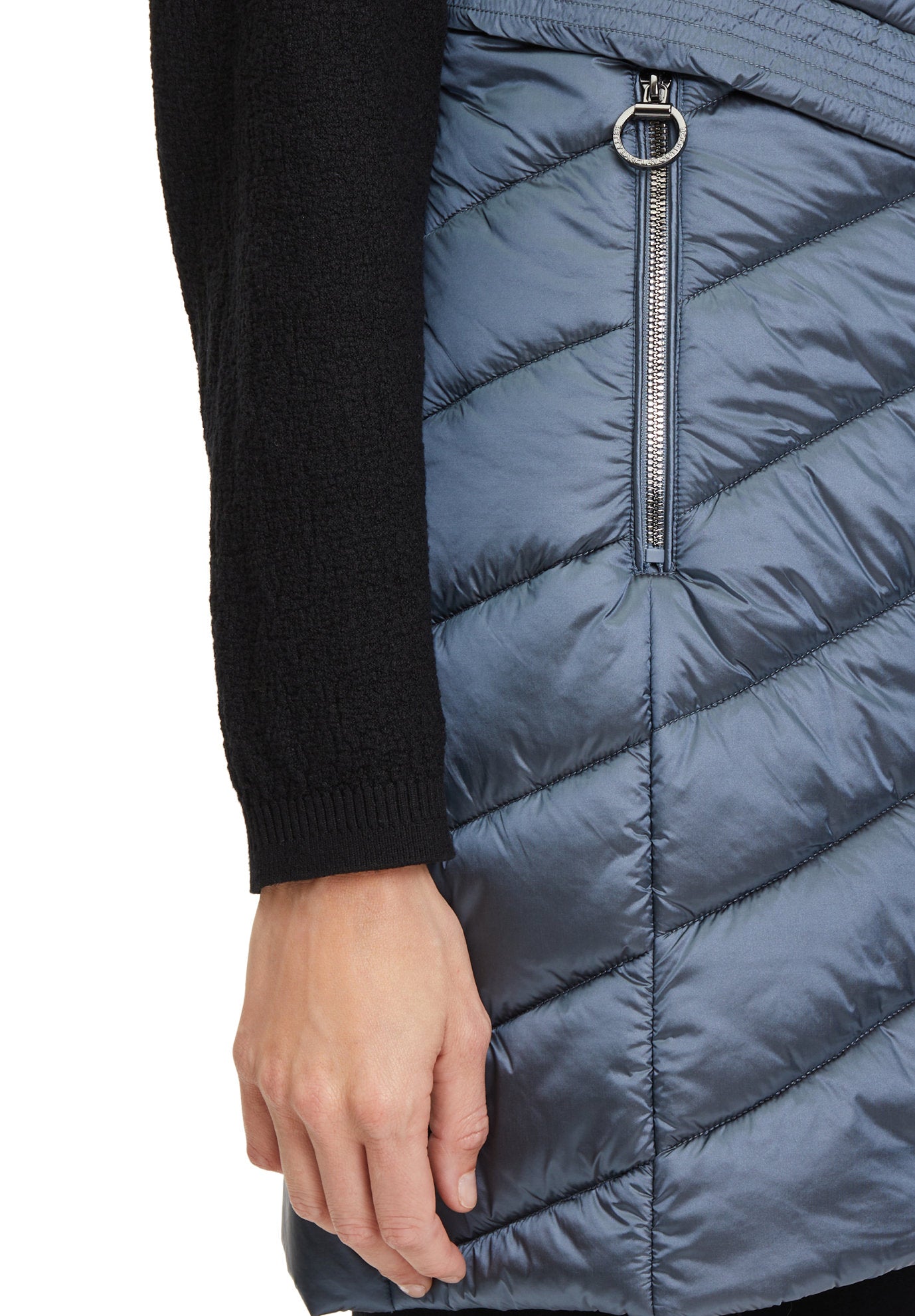 Blue Quilted Puffer Vest With Hood_7542-1537_8398_07