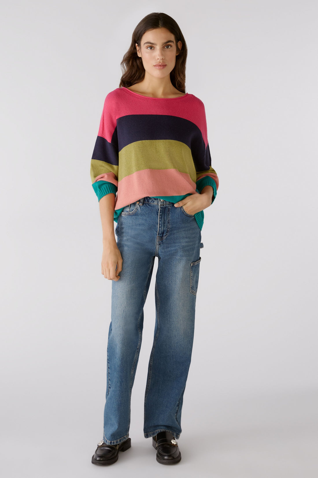 Color-Block Sweater In Cotton And Viscose Blend_01