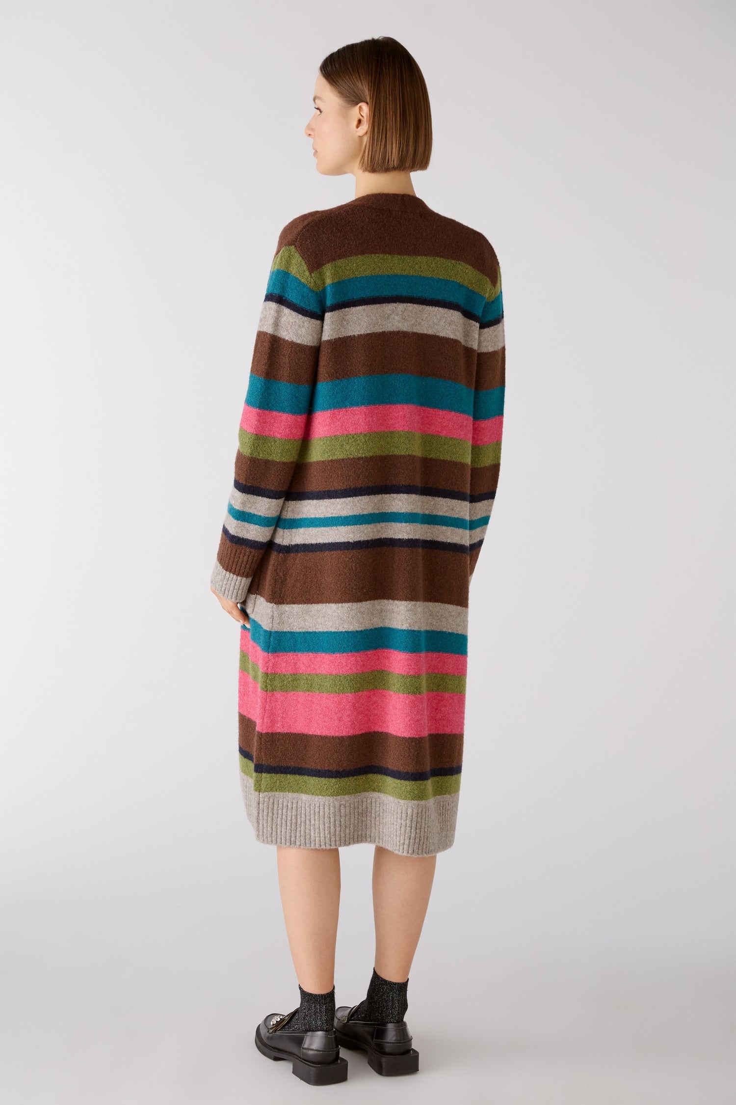 Multi-Color Color Block Knitted Long Cardigan_03