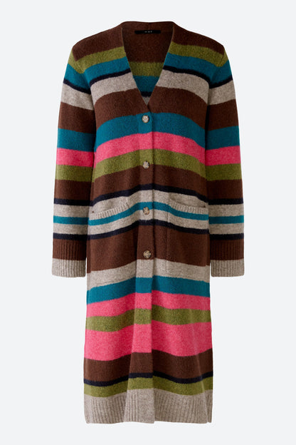 Multi-Color Color Block Knitted Long Cardigan_07
