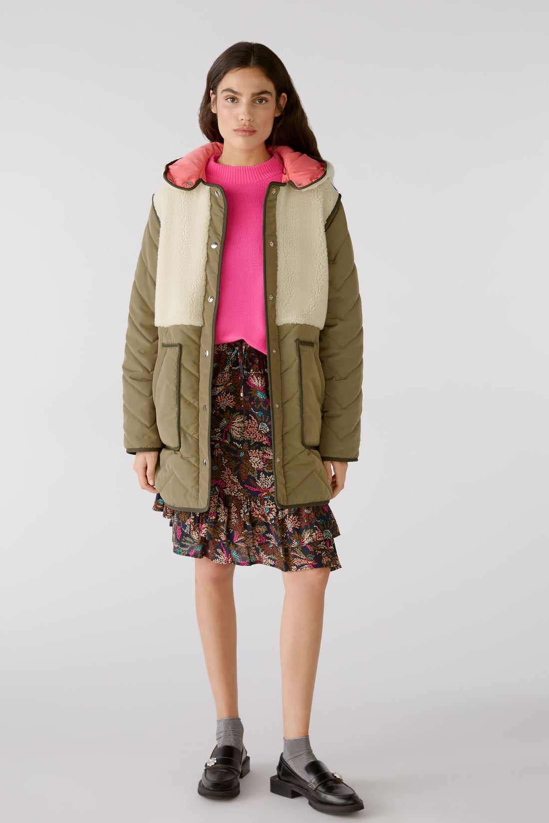 Outdoor Parka Quilted Coat With Faux Shearling Trim_01