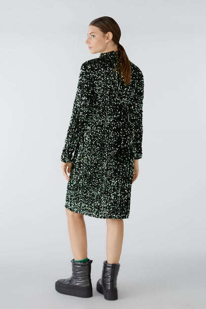 Green Embellished Dress With Mockneck_80074_6672_07