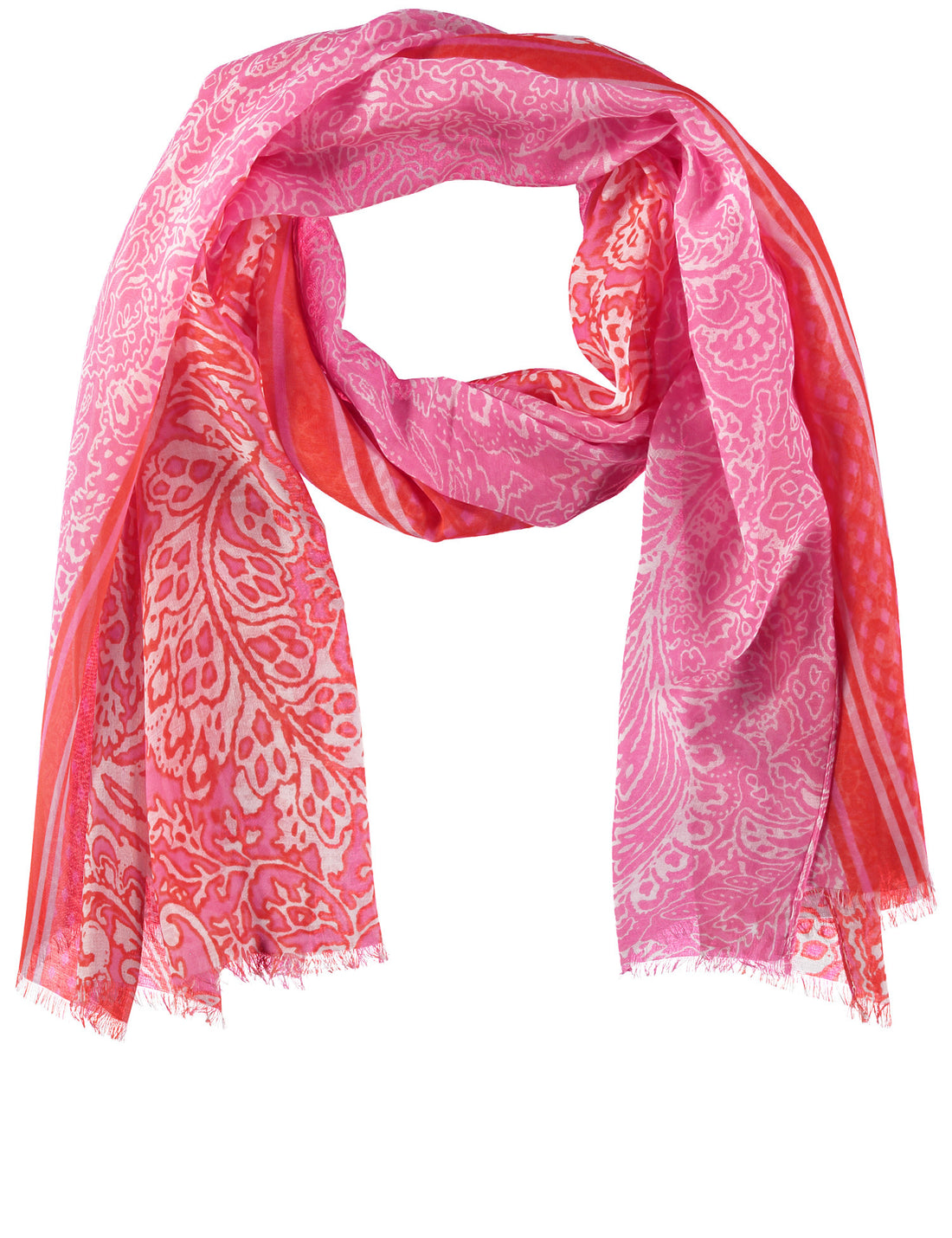 Patterned Scarf With A Fringed Edge