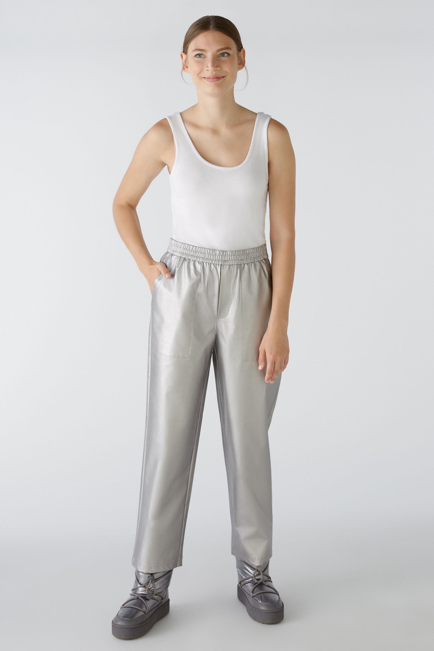 Silver Metallic Slip On Trousers_80153_9600_05