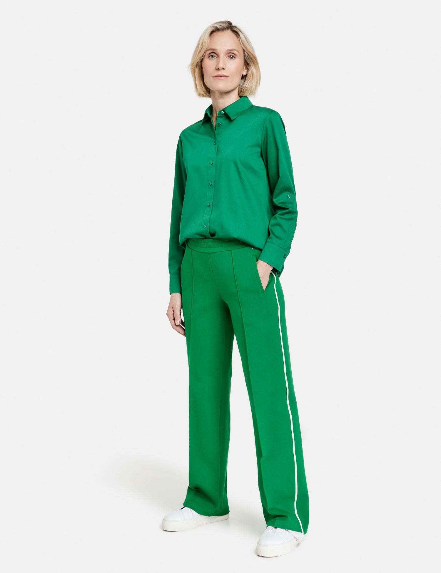 Wide-Leg Jersey Trousers With Contrasting Stripes