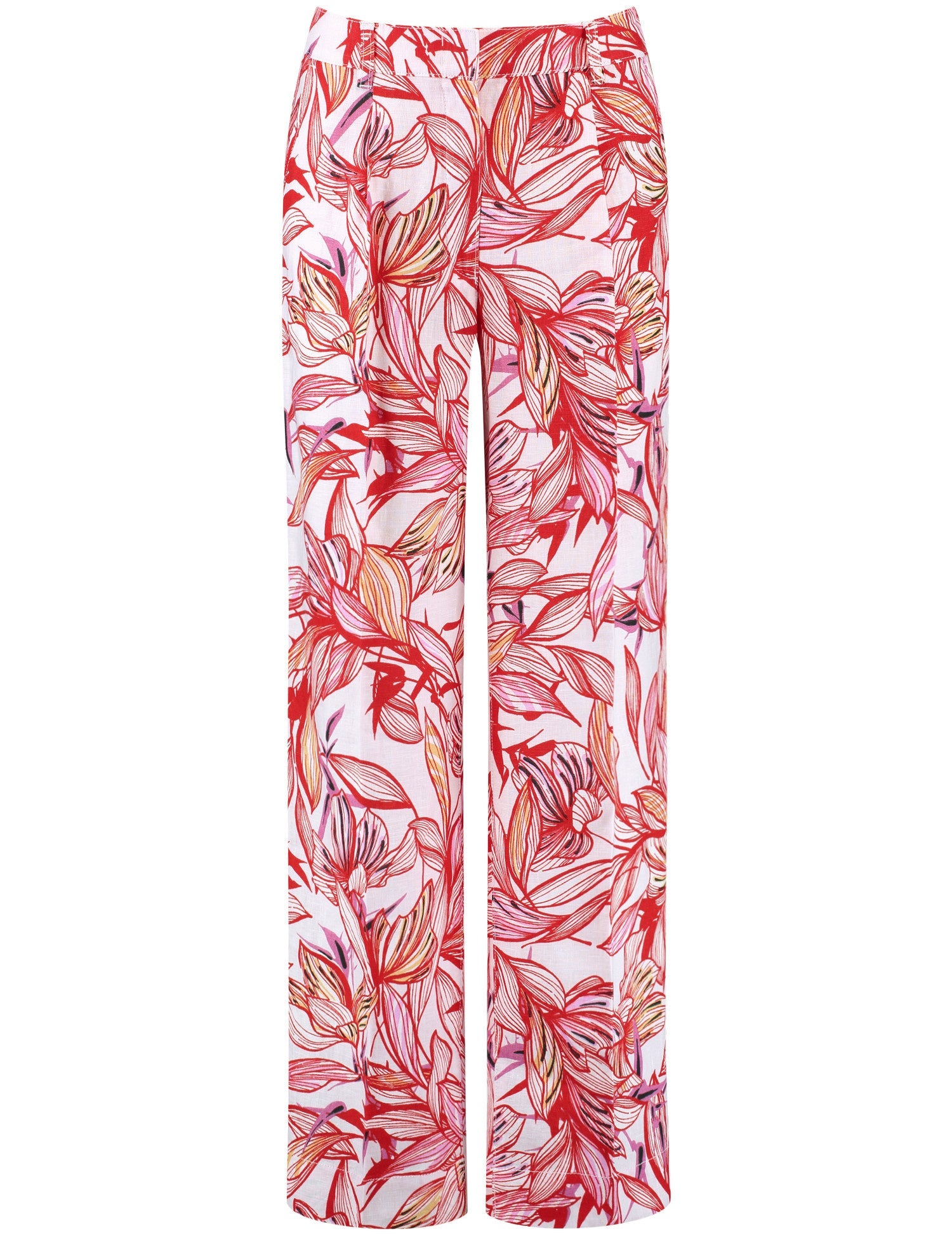 Patterned Linen Trousers With A Wide Leg Gerry Weber