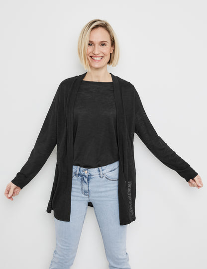 Open-Fronted Cardigan With Side Silts