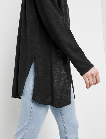 Open-Fronted Cardigan With Side Silts