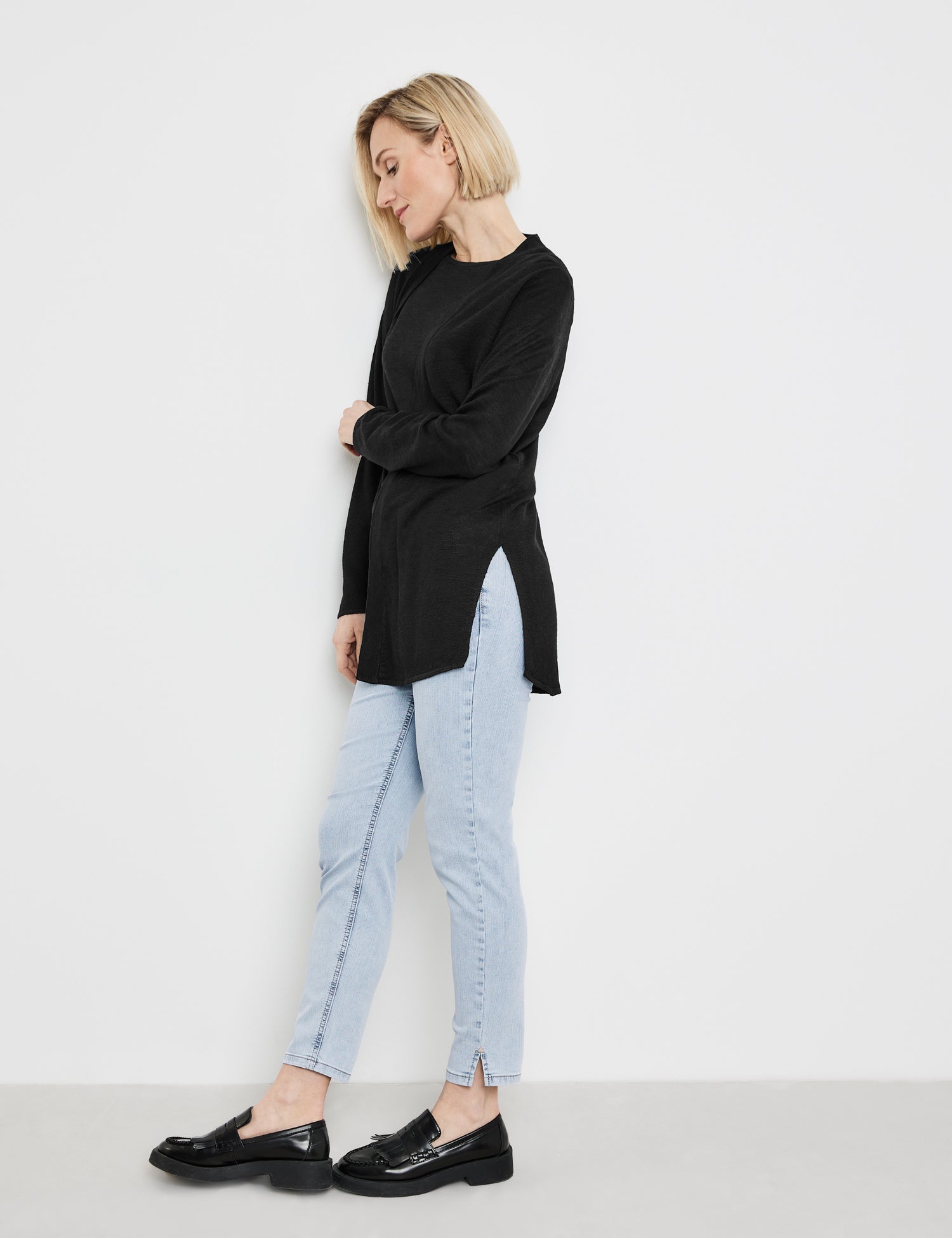 Open-Fronted Cardigan With Side Silts