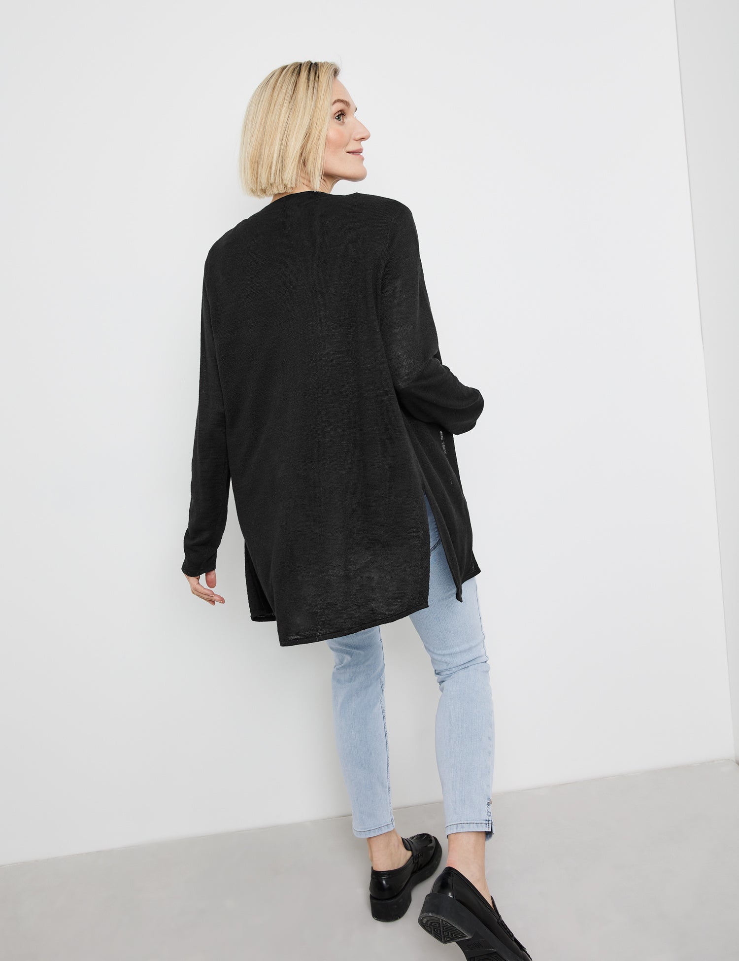 Open-Fronted Cardigan With Side Silts