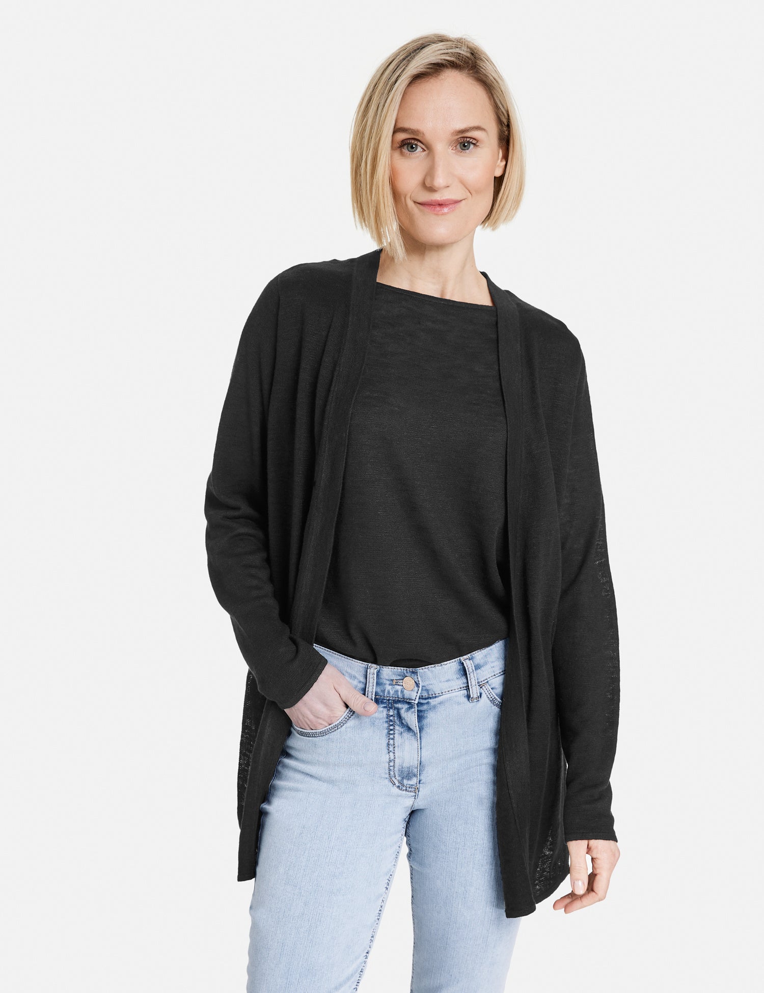 Open-Fronted Cardigan With Side Silts