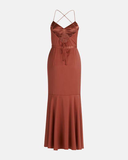 Red Dress Long Without Sleeve Vera Mont