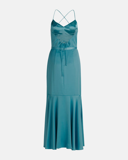 Middle Blue Dress Long Without Sleeve Vera Mont