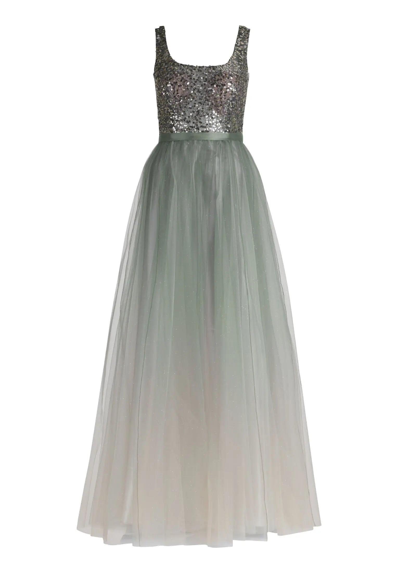 Green Dress Long Without Sleeve - BEVAVA