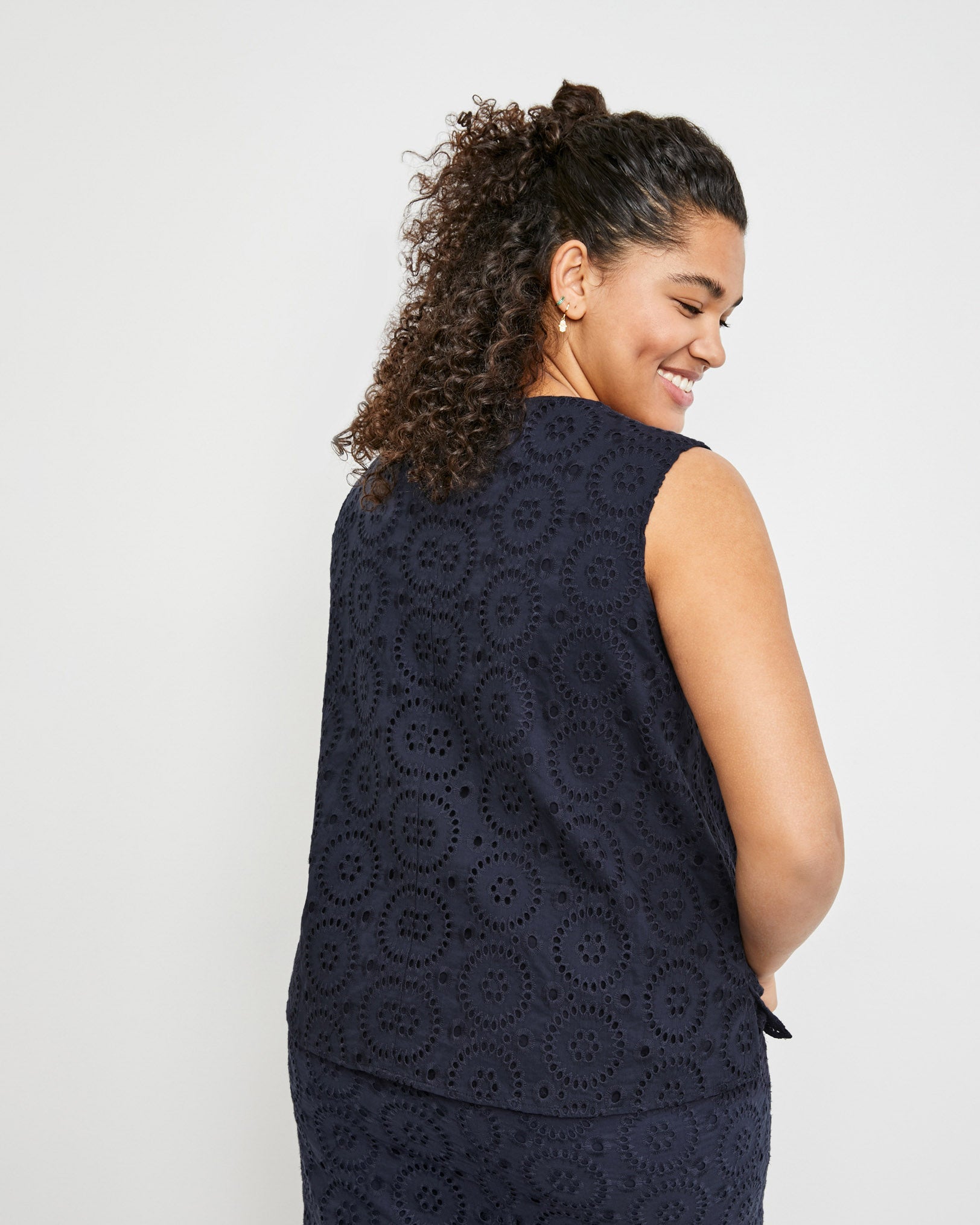 Dark Blue Blouse Without Sleeve Samoon