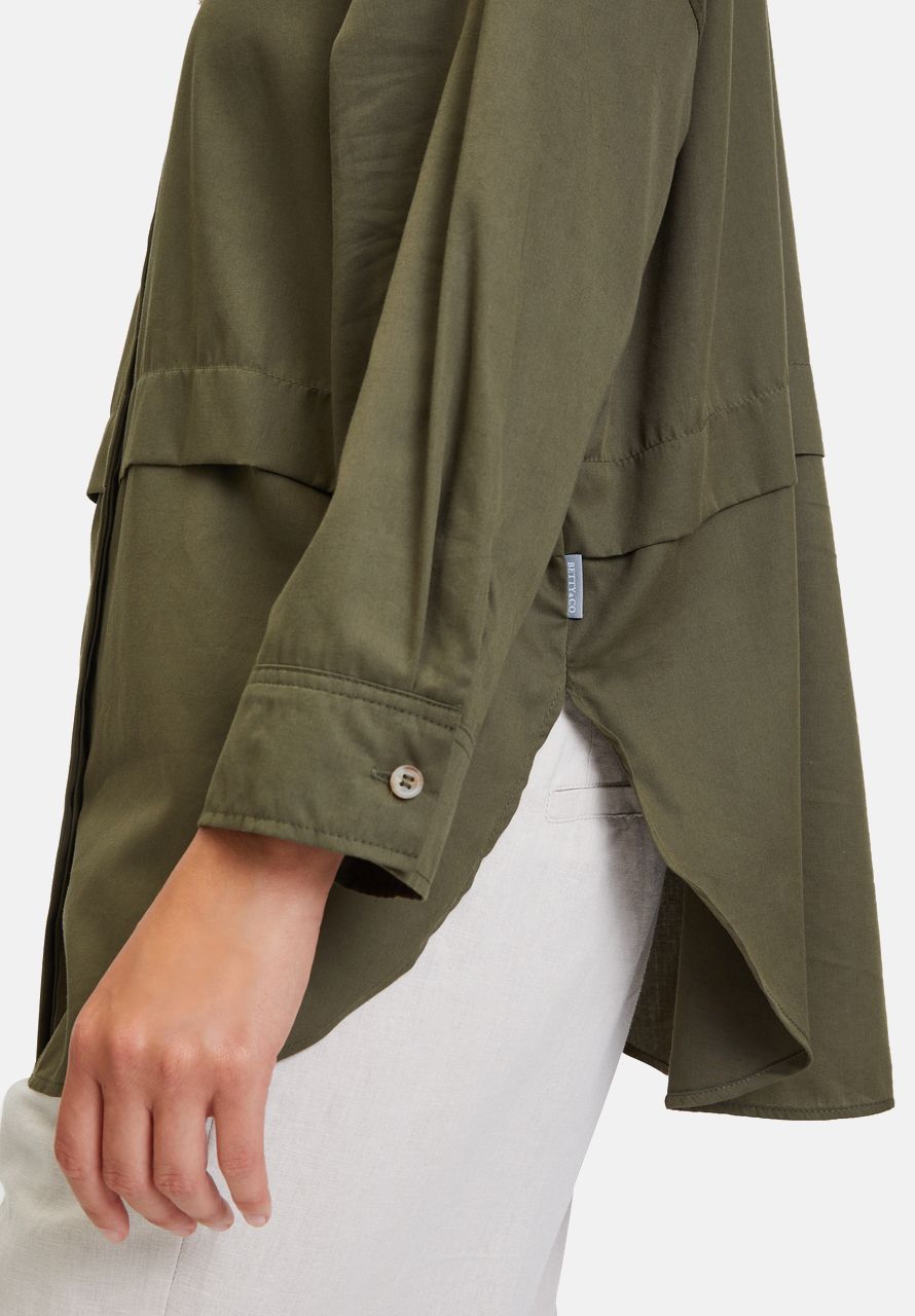 Khaki Green Cropped Loose-Fit Shirt_8655-3325_5781_07