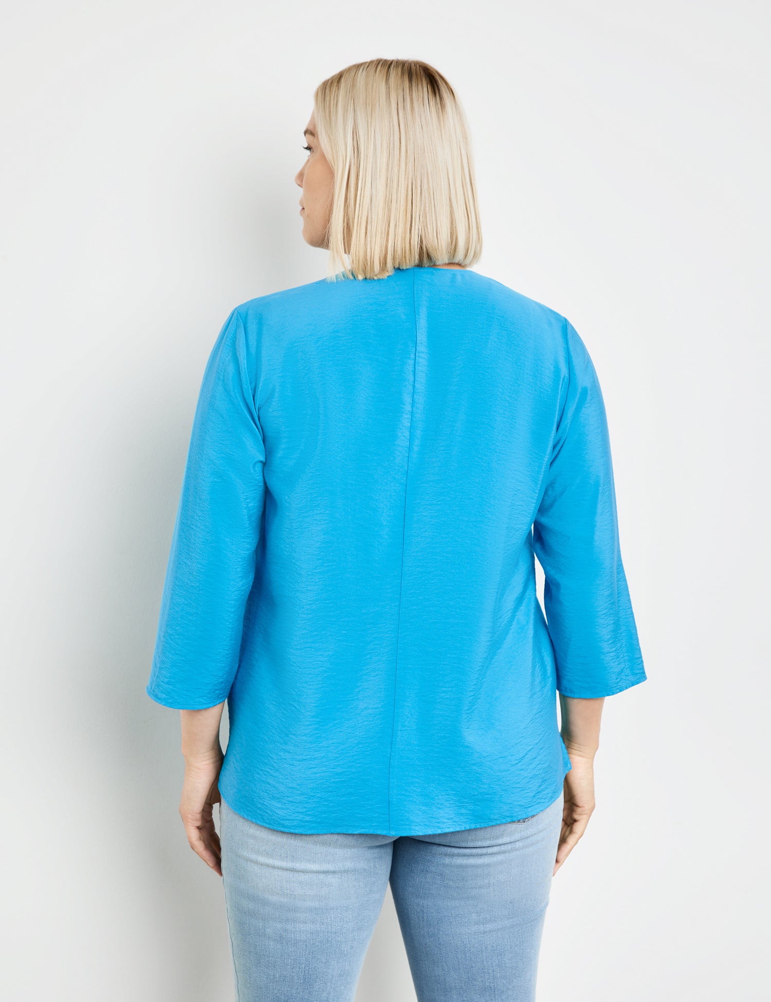 Blue Fine Blouse With 3/4-Length Sleeves_06