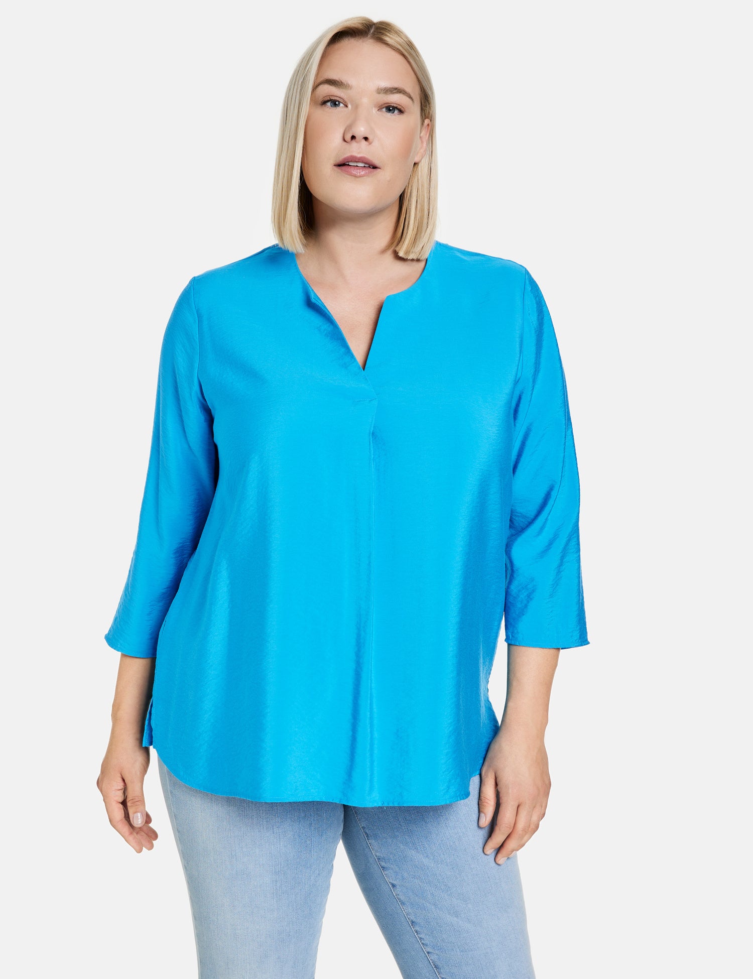 Blue Fine Blouse With 3/4-Length Sleeves_07