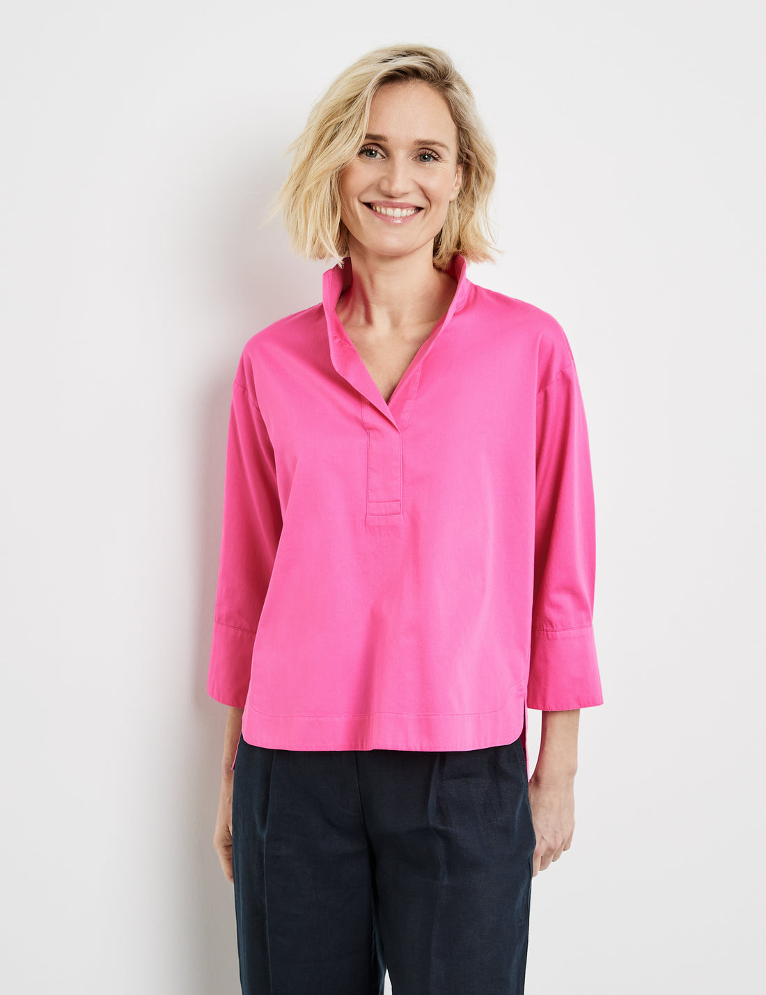 3/4-Sleeve Blouse With Side Slits