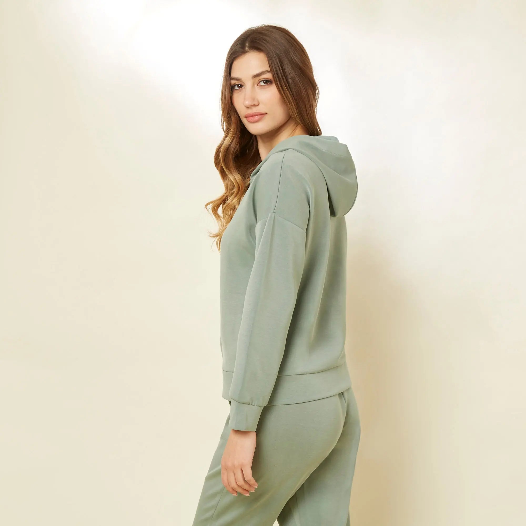 Sage Green Hooded Sweatshirt - BEVAVA