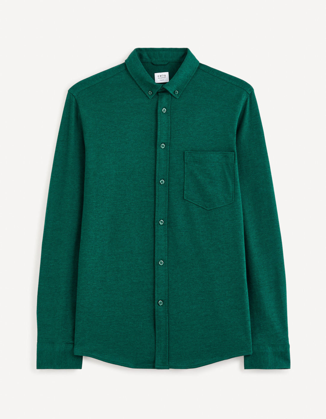 Regular 100% Cotton Pique Knit Shirt - Green_BAPIK_DARK GREEN_01