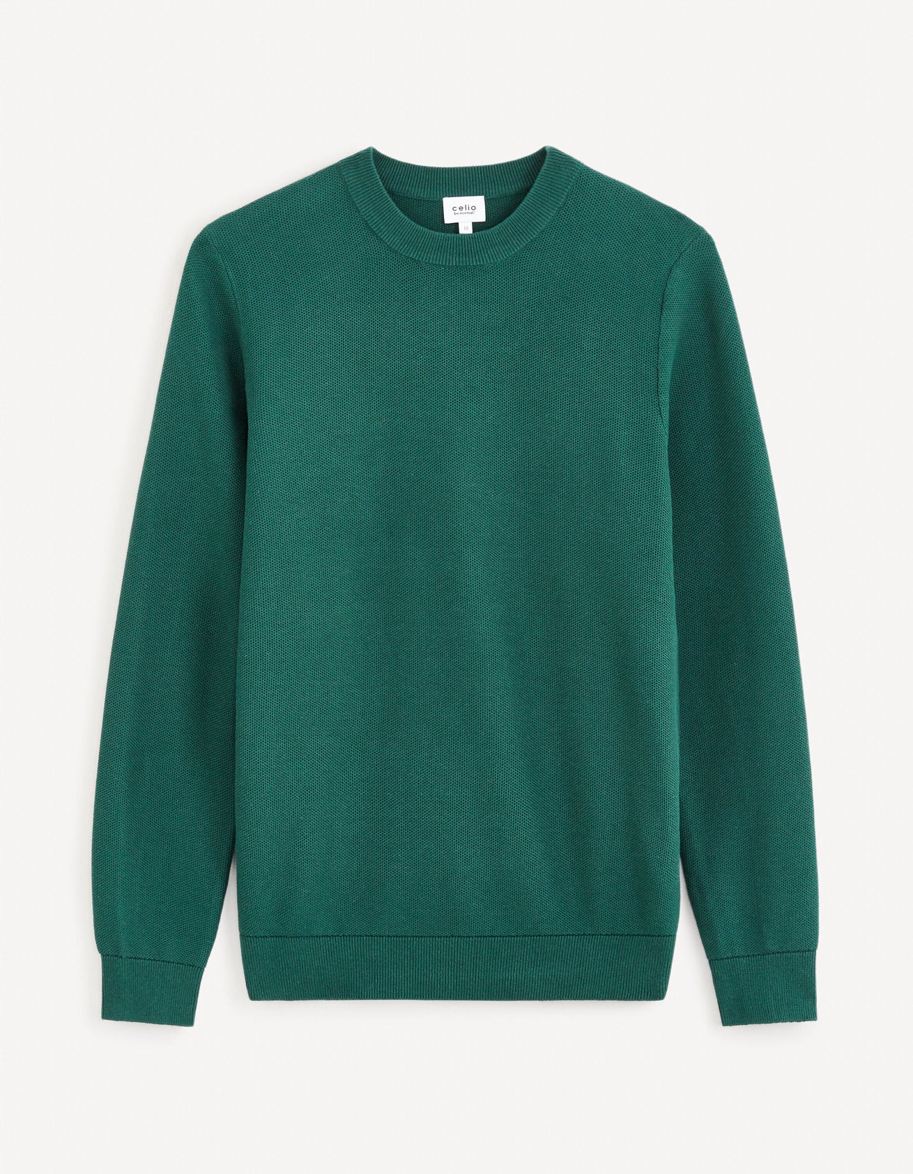 100% Cotton Round Neck Sweater - Green_BEPIC_DARK GREEN_02