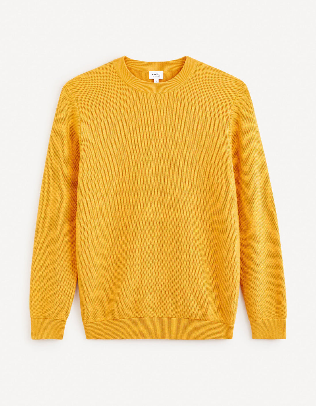 100% Cotton Round Neck Sweater - Yellow_BEPIC_JAUNE MOUTARDE_02