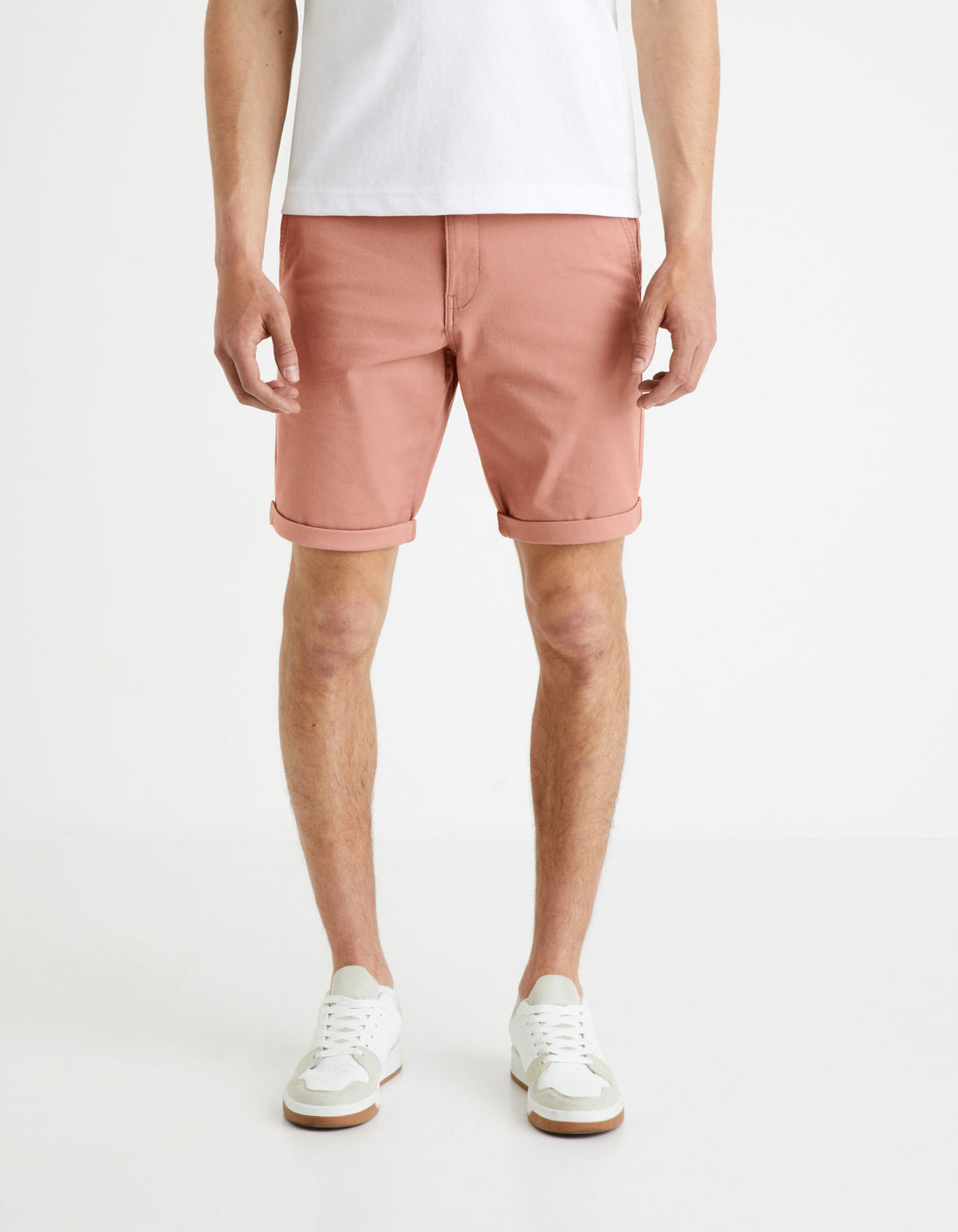 Plain Stretch Cotton Chino Bermuda Shorts - Rosewood_BOCHINOBM_BOIS DE ROSE_01