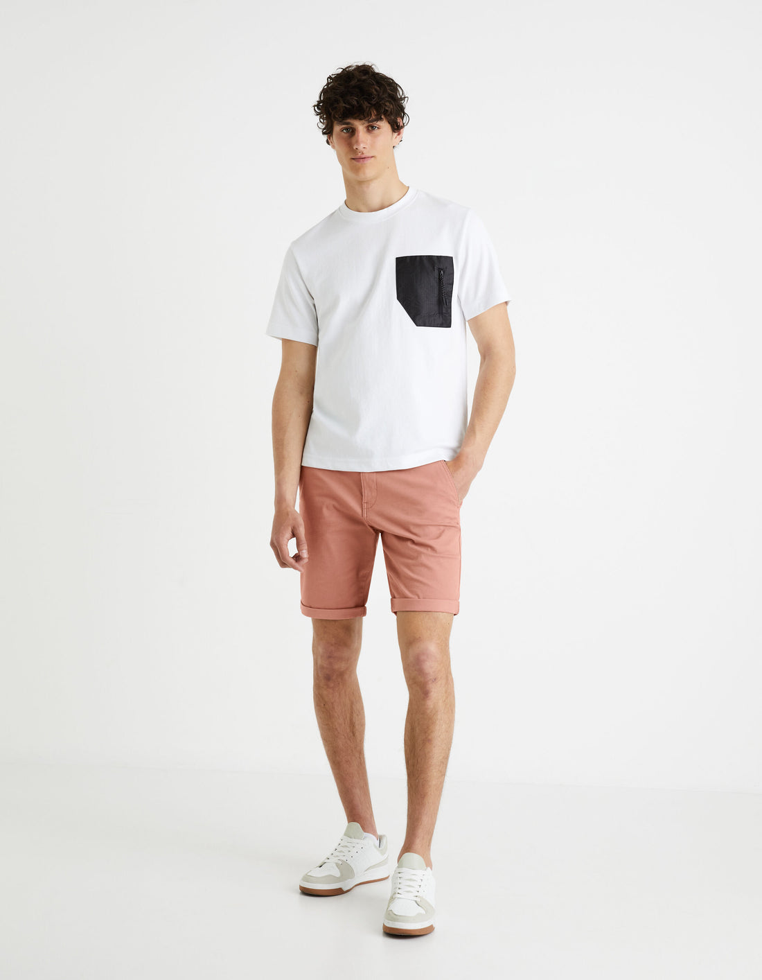 Plain Stretch Cotton Chino Bermuda Shorts - Rosewood_BOCHINOBM_BOIS DE ROSE_03