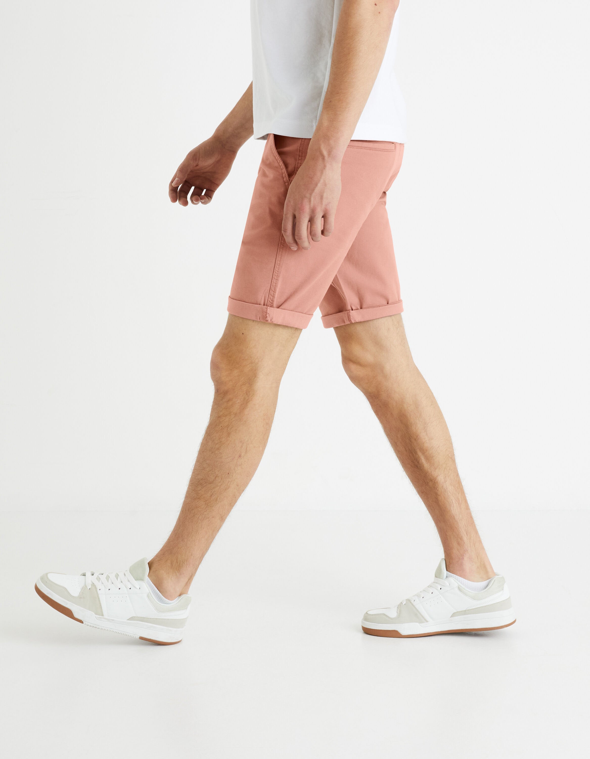 Plain Stretch Cotton Chino Bermuda Shorts - Rosewood_BOCHINOBM_BOIS DE ROSE_05