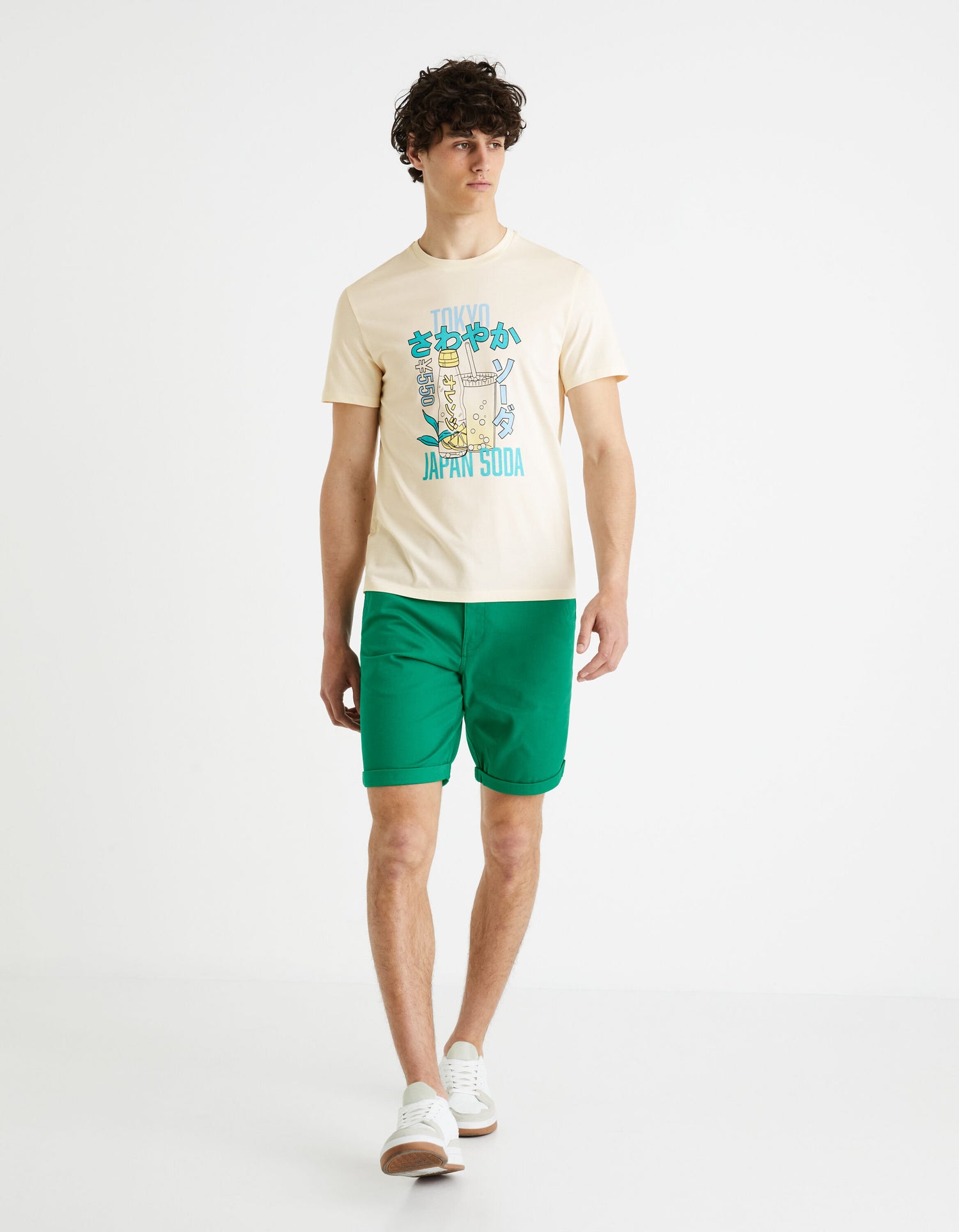 Plain Stretch Cotton Chino Bermuda Shorts - Bottle Green_BOCHINOBM_BOTTLE GREEN 01_03