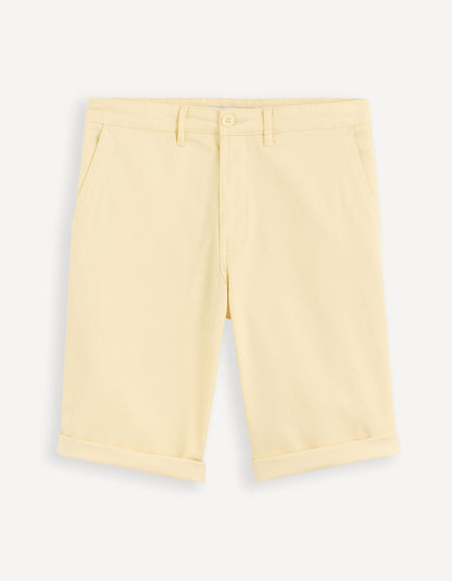 Plain Stretch Cotton Chino Bermuda Shorts - Light Yellow_BOCHINOBM_LIGHT YELLOW 01_01