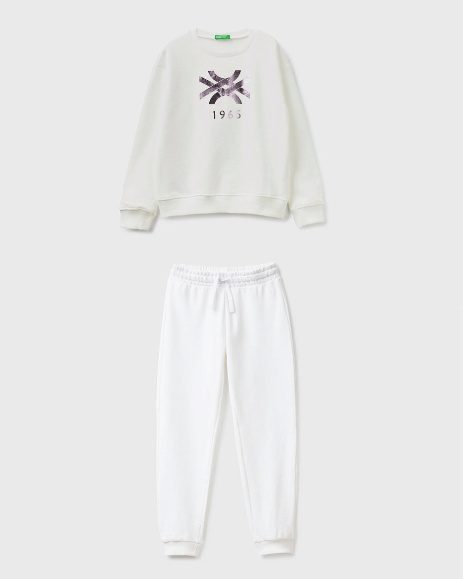 100% Cotton Sweatshirt Tracksuit With Logo _01