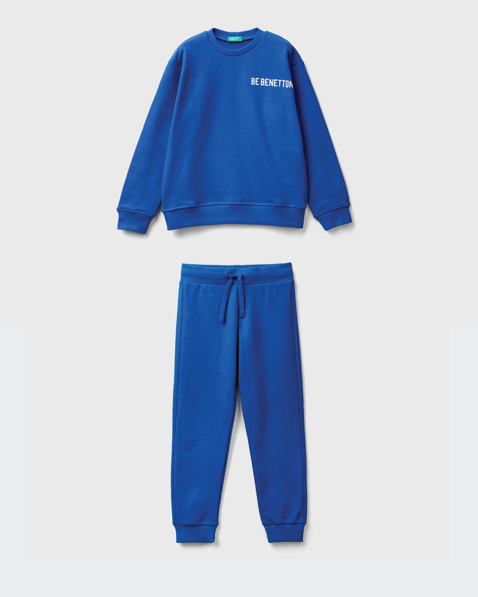 100% Cotton Sweatshirt Tracksuit With Logo _01