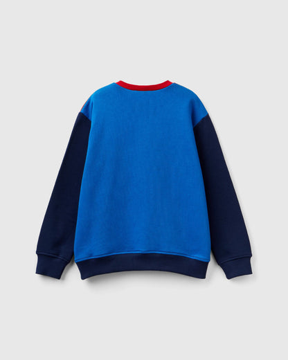 100% Cotton Color-Block Sweatshirt Tracksuit With Logo _03